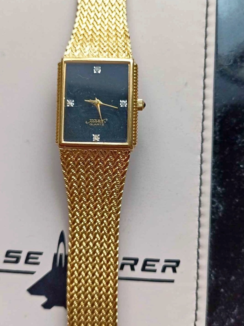 Xavier quartz masterpiece diamond swiss gold plate watch men's